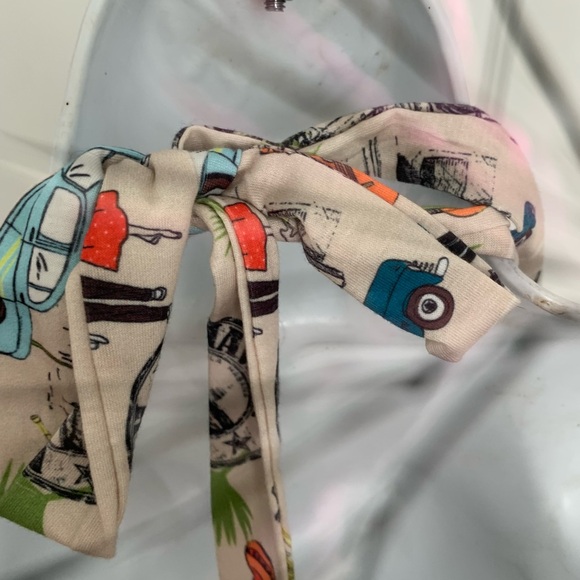 NWT Lindy Bop Cream romper babydoll halter tie back Tiki Print Dress elastic - Picture 6 of 11